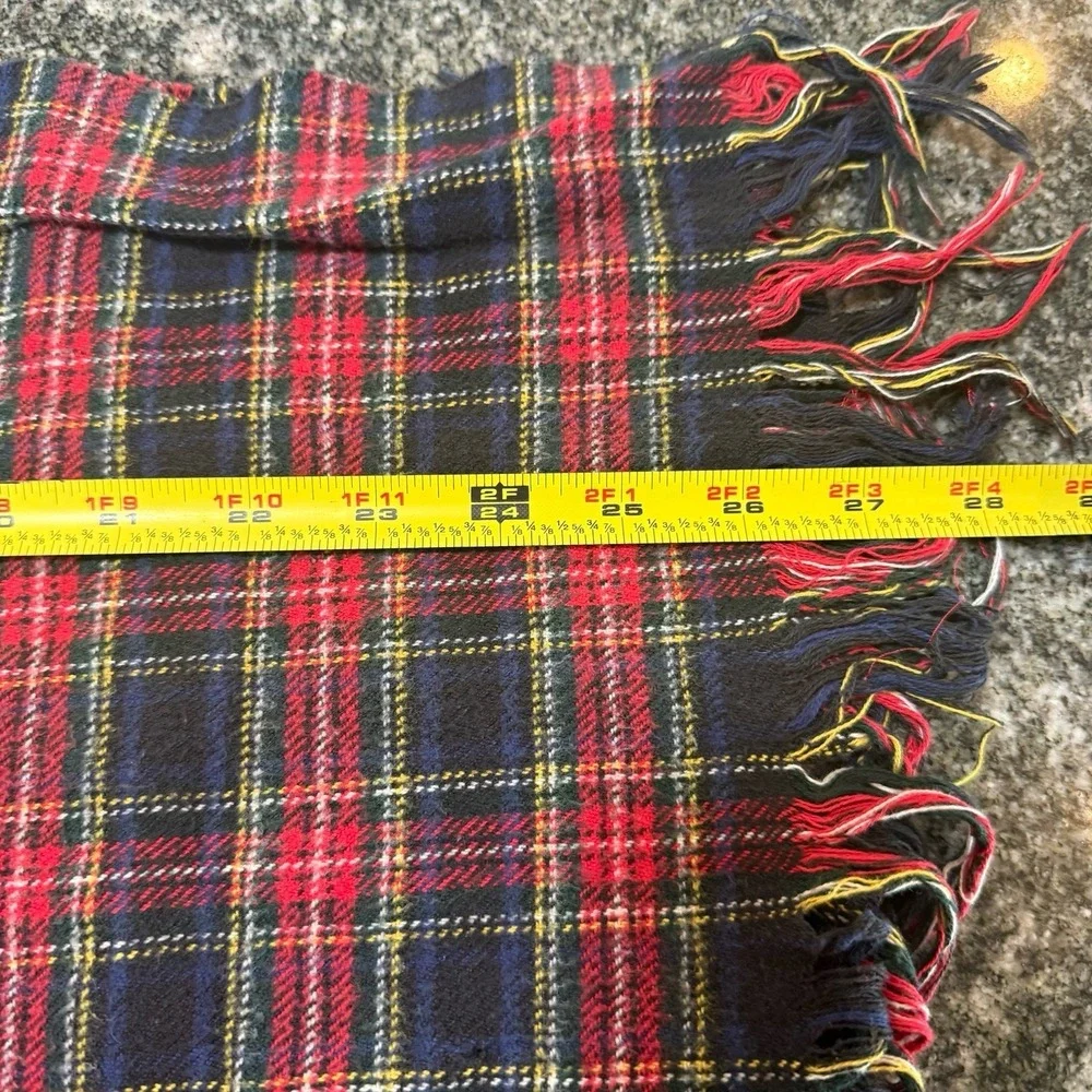 Vintage Ralph Lauren Scarf 100% Cotton Tartan Blue Red Green Made In France 52